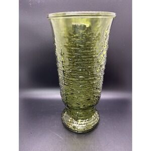 Vintage NAPCO Cleveland Avacodo Green Textured Art Glass Vase 9.5" Tall EUC
